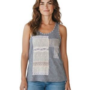 Anthropologie Mystree Women’s Sleeveless Knit Top with Lace Detail Med